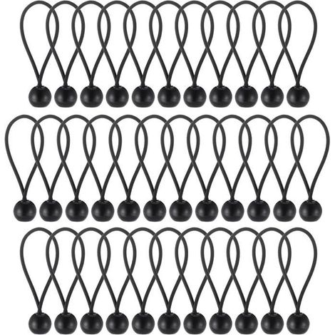 35 x Schwarze Bungee-Kugelspanner (10 cm) Elastische Kordel für Planen, Strapazierfähige, tragbare elastische Haken für Banner, Planen, Pavillons (1/5)