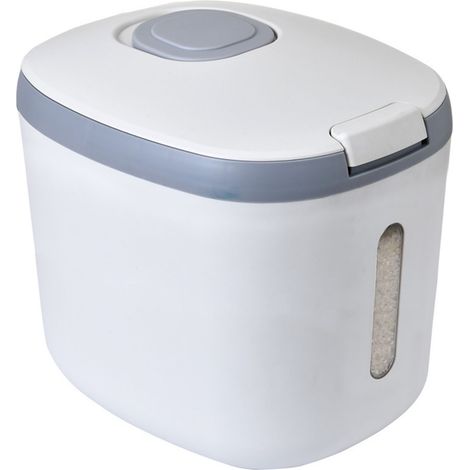 Boîte de Rangement Hermétique pour Riz 10KG, Récipient Alimentaire en Plastique Résistant, Accessoire de Cuisine Gris