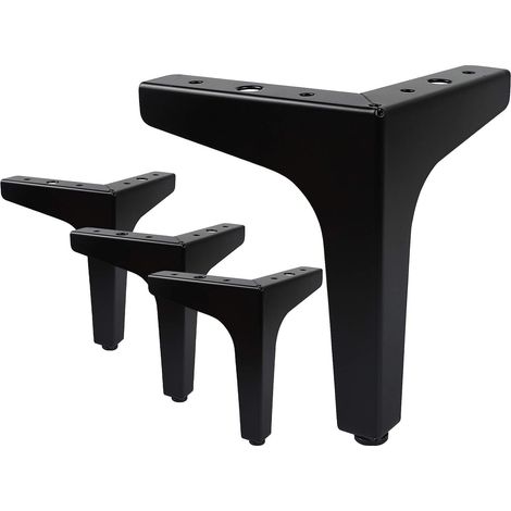 [JAMAIS UTILISÉ]Lot de 4 Pieds de Meubles Charge Jusqu'à 600 KG, 10cm Pied de Table Modernes en Métal en Forme de Triangle,Pied Meuble Épingle pour Placard, Canapé,avec 16 Vis et 4 Protège Pieds, Noir (1/5)
