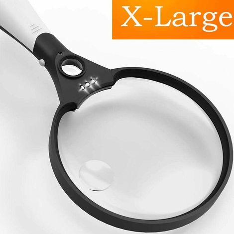drmfly Magnifying Glass with Light, Extra Large Handheld Magnifier for Reading, 140mm with 2x 4x 25x Magnification, Lightweight Reading Magnifier for Elderly and Children, Magnifier for Small Print, M (1/4)