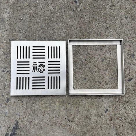 Caniveau Exterieur Grille de Drainage Plate et Carrée, Grille de Drainage Au Sol pour Bassin de Captage Extérieur, Couvercle de Fossé D'évacuation des Eaux Usées pour Terrasse de Jardin(15x15cm(5.9x5. (1/5)