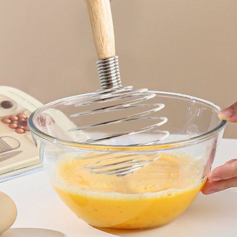 Schneebesen – Handmixer – Sanftes Mischen – Komfortabler Holzgriff – 18 x 7,7 cm – Silber (1/5)
