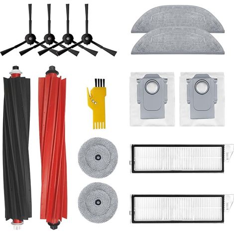 FOREHILLou Kit accessoires pour roborock S8 MaxV Ultra Robot Aspirateur Pices de Rechange 14 Paquets 1 Jeu de brosses roulantes, 2 filtres, 4 brosses latrales, 4 serpillires, 2 Sacs poussire (1/5)