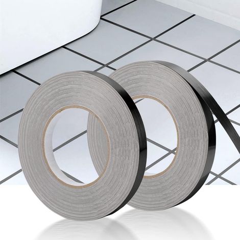 MINKUROW Cinta Adhesiva Decorativa Para Pelar Y Pegar Azulejos, Cinta Impermeable Para Juntas, Para Pisos, Paredes, Techos, Puertas Y Ventanas, Decoración Del Hogar (2 x (1 Cm x 50 M), Negro) (1/5)