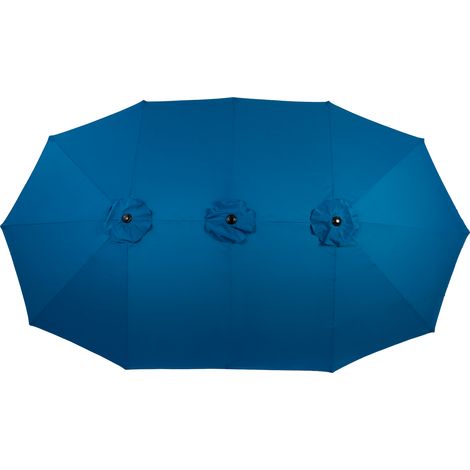 Double parasol rectangulaire extérieur 4,5m, manivelle, bleu foncé (pied non inclus)