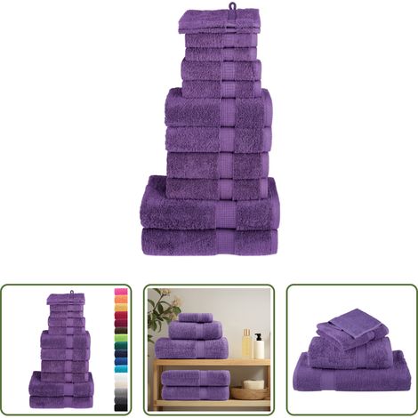 Premium Handtuch - 12 tlg. Premium-Handtuch-Set SOLUND Lila 600 g/m² (1/5)