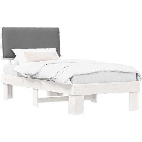 Estructura de Cama con Cabecera Tapizada Gris Claro 75 x 190 cm vidaXL (1/5)