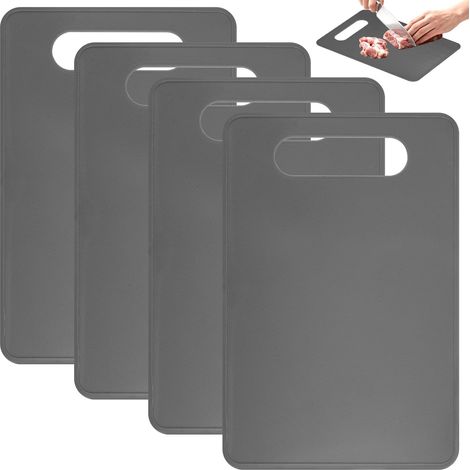 4 Pièces Planche a Decouper Plastique Sans BPA,29 x 19cm Planche à Découper de Cuisine,Planches à Découper,Tapis et Ensembles pour Viande,Légumes et Fruits,Antidérapante & Antibactérienne (Gris) (1/5)