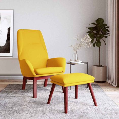vidaXL Sillón de relax con taburete tela amarillo mostaza (1/5)