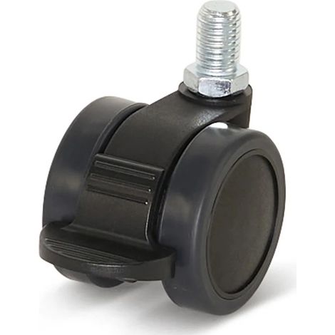 Roulette de meuble freinée - MESO - PU - 42mm - Tige filetée 10x15mm