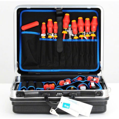 Mallette à outils avec 4 pinces Knipex et 9 tournevis WERA – Certifiée VDE – Pour montage électrique – Coffret de rangement robuste