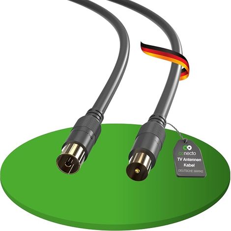 conecto SAT Antenna Cable Coaxial Cable TV Satellite Cable 1.5m Double Shielded IEC Connector to IEC Female Connector for HDTV Receiver Satellite DAB Radio Black (1/4)