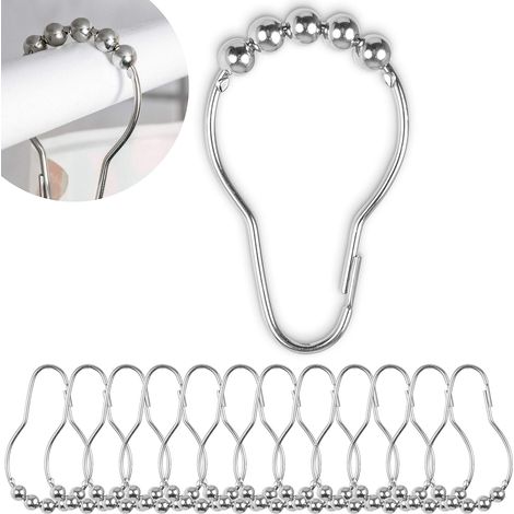 12 Anneaux Rideau Douche Métal 7x3.9cm Robustes (1/5)