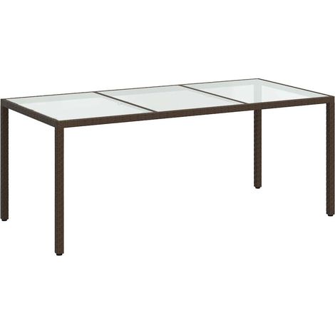 Maison Exclusive - Tavolo Giardino Marrone 190x90x75cm Vetro Temperato Polyrattan (1/5)