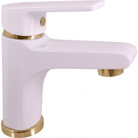 Mitigeur lavabo COLORADO en laiton blanc doré sans siphon
