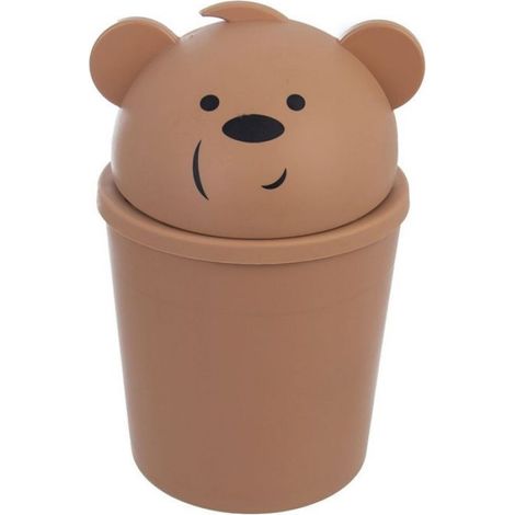 Poubelle - Ours - 1,5 L - 20 cm Hauteur - 12,5 cm Diamètre - Couvercle Amovible (1/5)