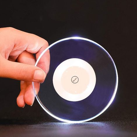 Sous-verre lumineux rond LED transparent pour verre à boire (1/5)