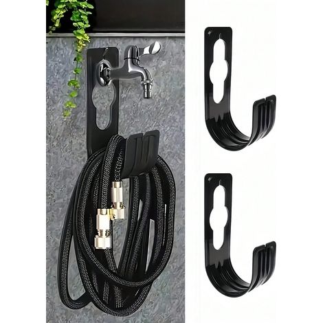 Crochet de tuyau d'arrosage de jardin (2 pièces), Support de tuyau d'eau en plastique à fixer au mur, Articles de maison (1/5)