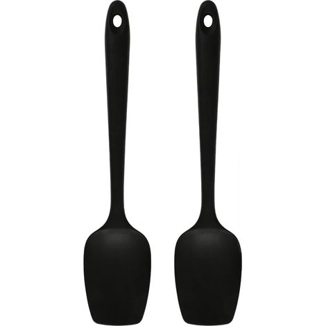 2Pcs Spatule à Cuillère en Silicone 29cm, Spatule Silicone de Cuisine, Maryse Pâtisserie Flexible Antiadhésive Résistante à la Chaleur pour le Grattage et le Mélange (Noir)