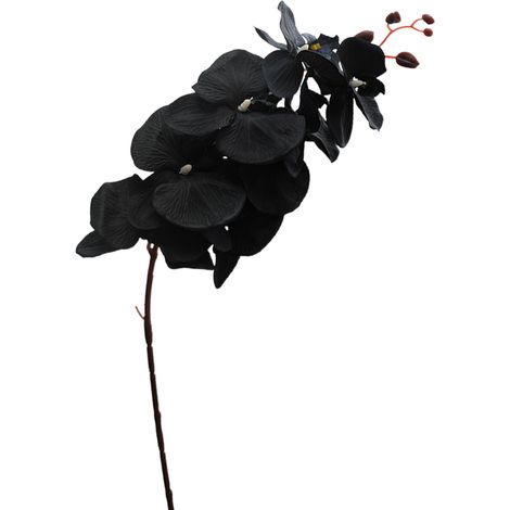 Branche d'orchidée artificielle 8 têtes, tissu en soie, fleur en fil de fer pour la décoration de l'espace, 1M de Long (1/5)