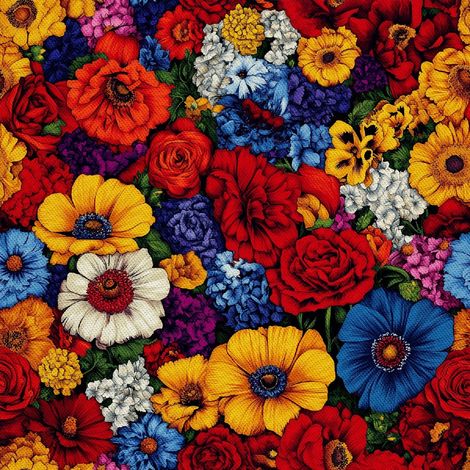 Outdoor dekostoffe oxford - Motiv Bunte Blumen DX18039 (1/5)