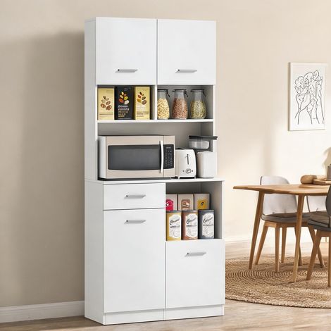 Buffet coloris blanc en MDF 80 x 35 x 180 cm (1/5)