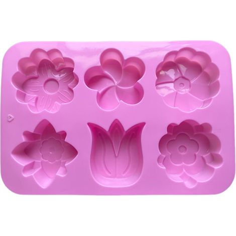 Molde De Silicona - 6 Cavidades En Forma De Tulipán - Para Helado Y Repostería - 1 Unidad (1/5)