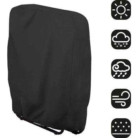 Housse de chaise pliante Housse de protection pour chaise longue Bain de soleil Mobilier de jardin étanche anti-UV Protection contre les dommages, 71 x 110 cm(noir)