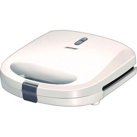 MPM MOP-27 Sandwichera, 2 Sandwiches, Placas Antiadherentes, Tostado Perfecto, Regulador Temperatura 750W Blanco (1/4)