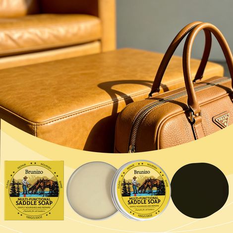 Savon multifonctionnel pour cuir de selle, idéal pour la maison, convient aux canapés et aux fauteuils il assure brillance et entretient le cuir. – 100 g + éponge (1/5)