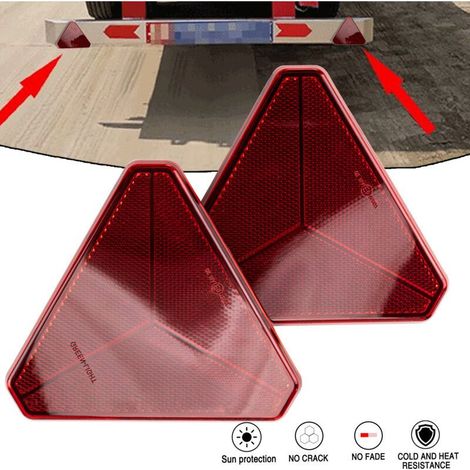 Réflecteur de remorque triangulaire, 2 pièces, 15 x 15 x 15 cm, espacement des trous 70 mm, réflecteur à visser ou à coller, gauche/droite, triangle de rétroviseur standard pour voitur (1/4)