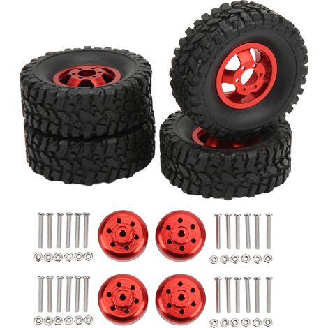 Pneus en caoutchouc 4x4 avec jantes en alliage d'aluminium pour WPL C14 C24 B14 B24 B16 B36, pièces de rechange pour voiture RC 1/16, amélioration rouge (1/5)