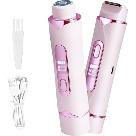 Intimate Shaver for Women 2026 - Women's 2 in 1 Electric Shaver for Bikini and Body Area, IPX7 Waterproof, Painless, Pink (1/5)