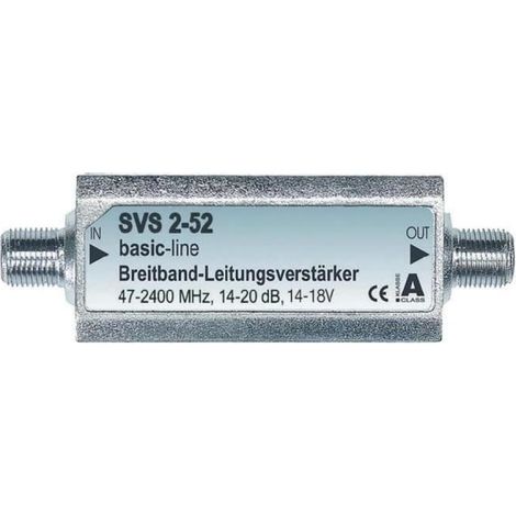 Amplificateur de ligne satellite et TNT - 1 entrée 1 sortie, gain réglable 14 à 20 dB, 47 à 2400 MHz