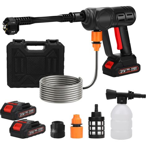 Nettoyeur haute pression sans fil portable, 30 bar, buse réglable 5 en 1, rotatif 180°, 24 V, pour voiture et piscine (deux batteries) (1/5)