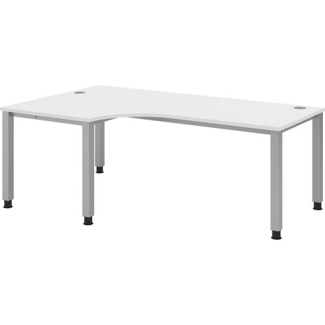bümö Schreibtisch Serie-Q Eckform: 200 x 120 cm  Weiß Silber (1/5)