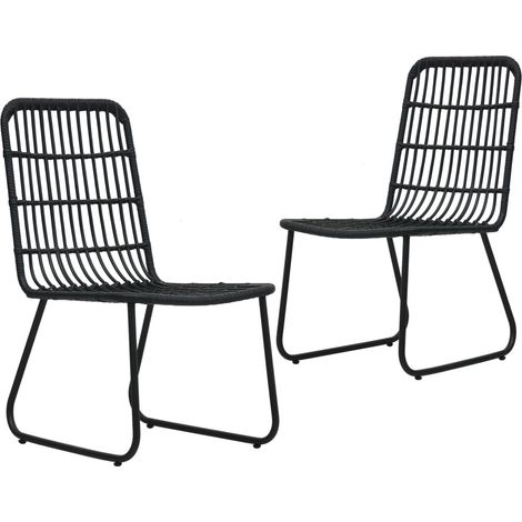Gartenstühle 2 Stk. Poly Rattan Schwarz