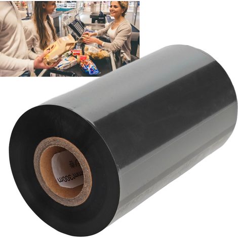 Ruban de carbone renforcé à base de cire KB080000B pour imprimantes d'étiquettes autocollantes, 110 mm x 300 m (1/5)