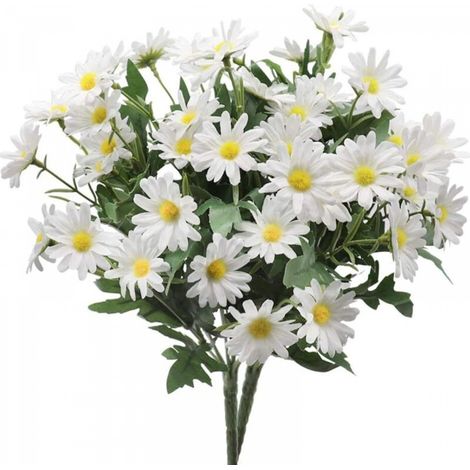 Artificielle Marguerite Fleurs,2pcs de Fleurs en Plastique artificielles,résistantes aux UV,sans fondu,pour intérieur extérieur fenêtre Porche Jardin arbuste décoration Plante (Blanc) (1/5)