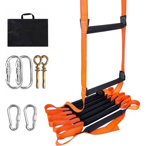 Échelle de Secours Résistante au Feu avec 2 Mousquetons - Évacuation d'urgence Portable, Charge Max 600kg pour Habitation et Bâtiment (10M) (1/5)