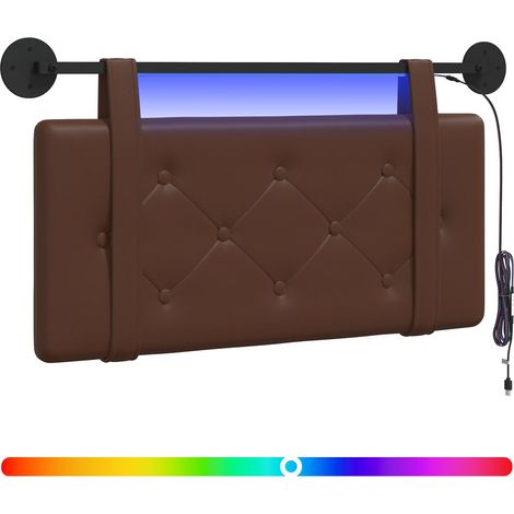 Maison Exclusive - Tête de lit suspendue Avec lumière LED Marron Simili cuir