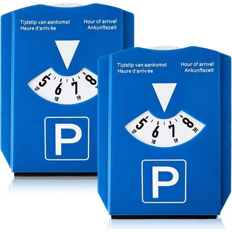 2 Pièces Disque De Stationnement Pour Voiture, Utilisable Comme Grattoir À Glace, Pour Auto Et Moto (Bleu, 15.4X12.4X0.8 Cm) (1/5)