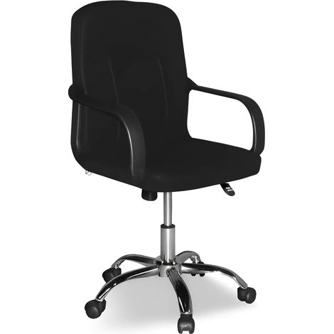 Poltrona da ufficio in tessuto nero con ruote e braccioli - PC116P (1/4)