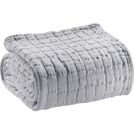 VIVARAISE - Jeté de lit Swami en coton 100% - Perle - 240 x 260 cm