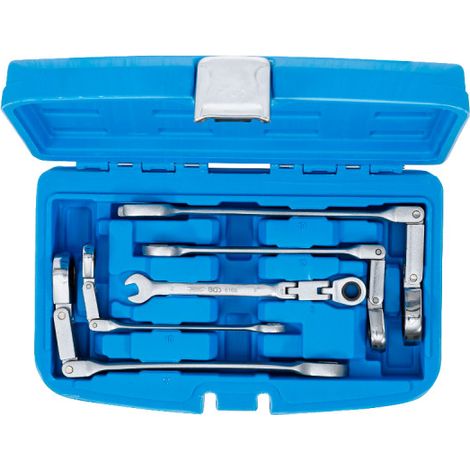 Serie di chiavi combinate a cricchetto con doppio snodo regolabile 8 - 19 mm 5 pz (1/5)