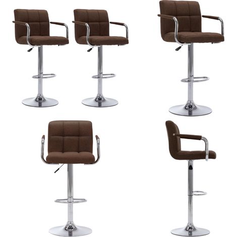 vidaXL Chaises de bar lot de 2 marron tissu (1/5)