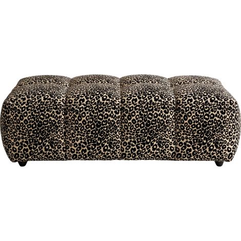 ALEXIA - Pouf en tissu imprimé animalier Café 120x60x40 cm