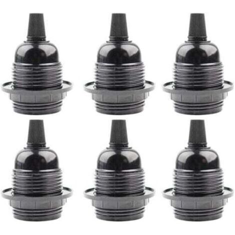 FENOPLASTICA6 douilles noires E27, douilles en plastique à visser E27, base adaptateur de connecteur d'abat-jour, douilles de rechange, adaptées aux lampes de table, aux lampadaires ou aux plafonniers (1/4)
