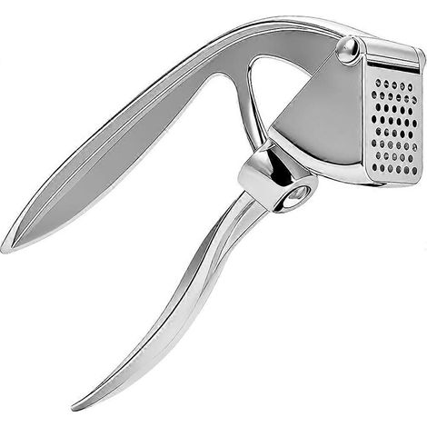 Knoblauchpresse – Rostfreier, spülmaschinenfester, robuster Metallzerkleinerer mit ergonomischem Griff, leicht zu reinigen (silber) (1/5)