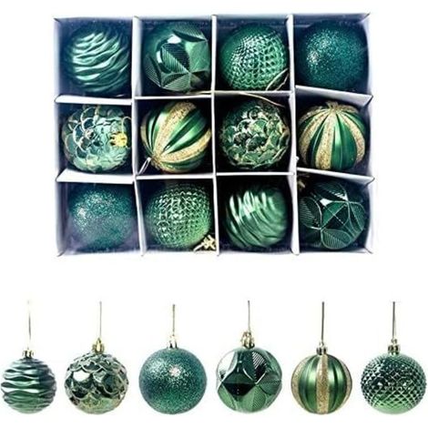 Bardusch-12 boules vertes Ø6 cm, décoration sapin Noël et mariage pendentif suspendu (1/4)